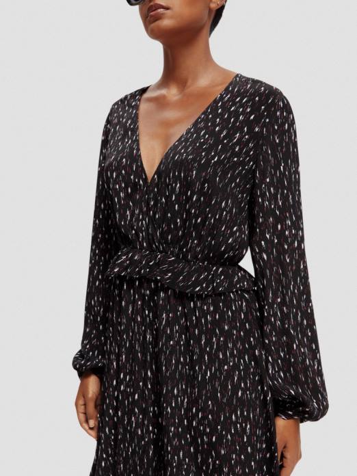 Scotch & Soda femmes robe courte imprimée à manches longues et col en V pluie ikat vêtements 4HB426