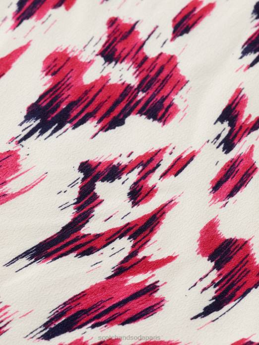 Scotch & Soda femmes robe courte imprimée à manches longues et col en V tarte aux cerises ikat brossées vêtements 4HB428