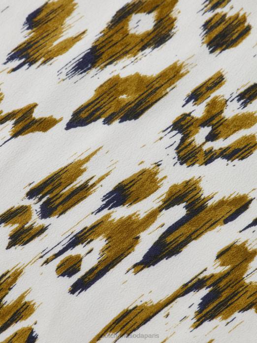 Scotch & Soda femmes robe courte imprimée à manches longues et col en V vert armée ikat brossé vêtements 4HB427