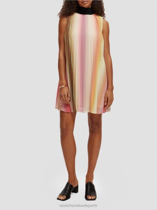 Scotch & Soda femmes robe courte plissée ombre arc-en-ciel vêtements 4HB436