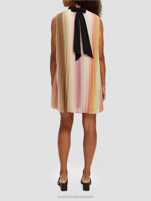 Scotch & Soda femmes robe courte plissée ombre arc-en-ciel vêtements 4HB436