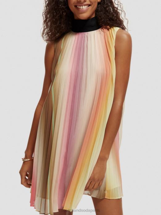 Scotch & Soda femmes robe courte plissée ombre arc-en-ciel vêtements 4HB436