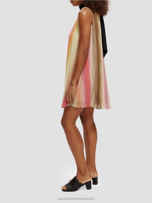 Scotch & Soda femmes robe courte plissée ombre arc-en-ciel vêtements 4HB436