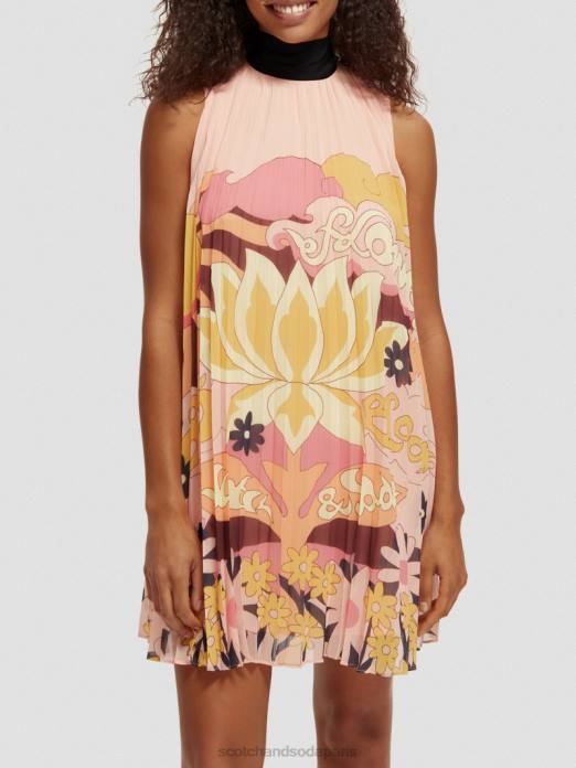 Scotch & Soda femmes robe courte plissée pêche rougir vêtements 4HB435
