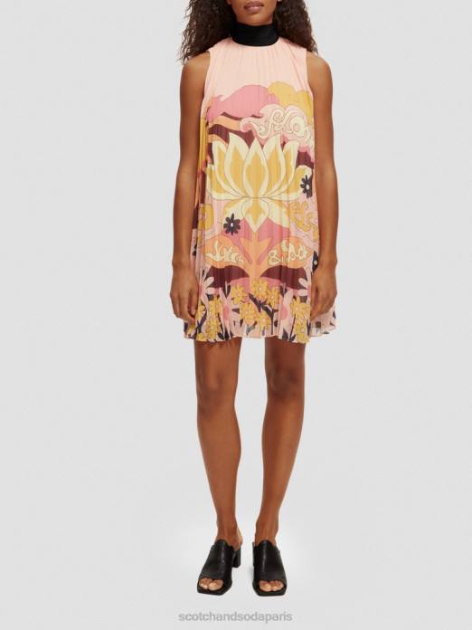 Scotch & Soda femmes robe courte plissée pêche rougir vêtements 4HB435