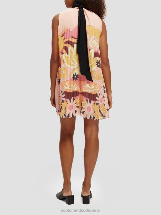 Scotch & Soda femmes robe courte plissée pêche rougir vêtements 4HB435