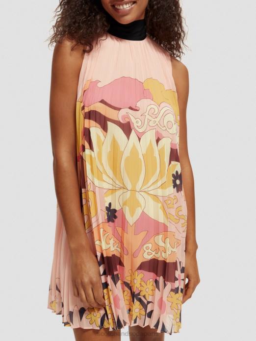 Scotch & Soda femmes robe courte plissée pêche rougir vêtements 4HB435