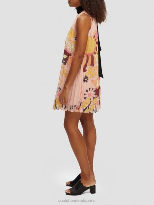 Scotch & Soda femmes robe courte plissée pêche rougir vêtements 4HB435
