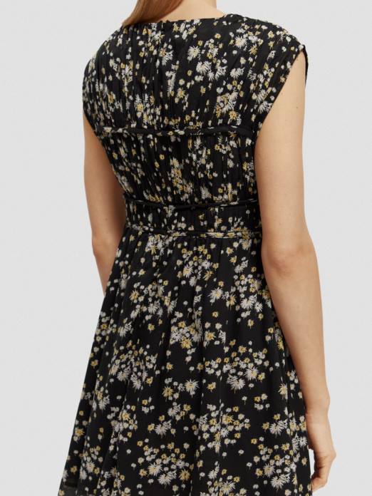 Scotch & Soda femmes robe courte sans manches à col en V pissenlit noir vêtements 4HB420