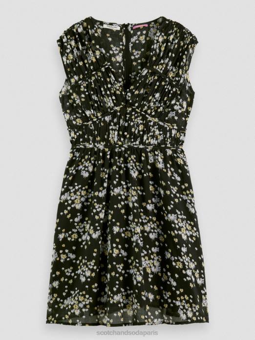 Scotch & Soda femmes robe courte sans manches à col en V pissenlit noir vêtements 4HB420