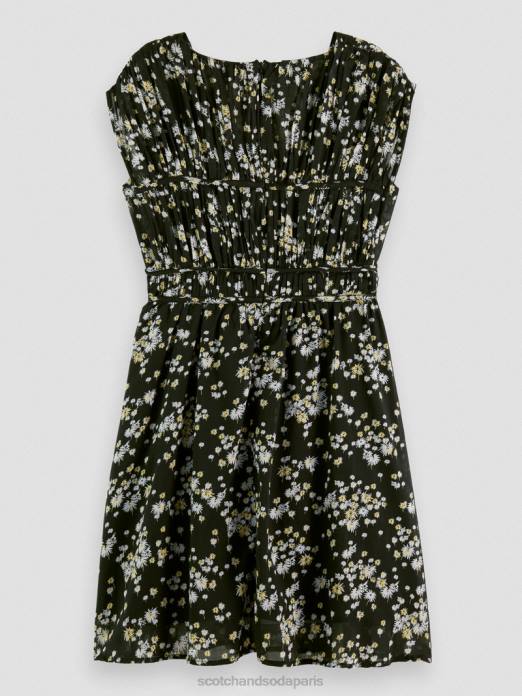 Scotch & Soda femmes robe courte sans manches à col en V pissenlit noir vêtements 4HB420