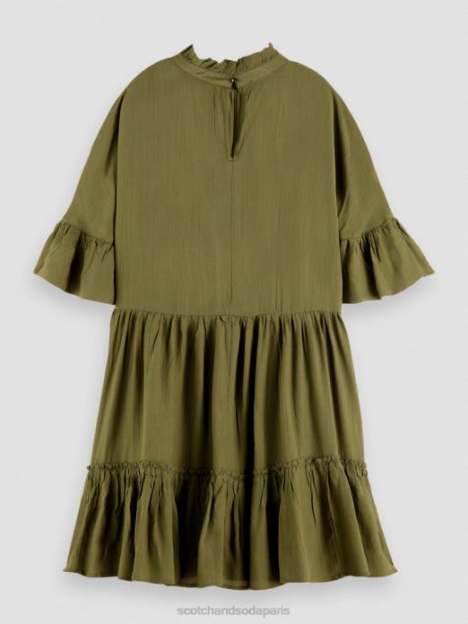 Scotch & Soda femmes robe courte à volants et volants armée verte vêtements 4HB423