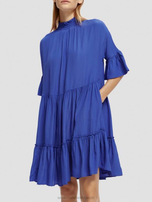 Scotch & Soda femmes robe courte à volants et volants bleu brillant vêtements 4HB421