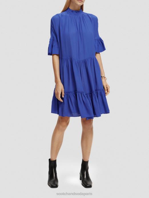 Scotch & Soda femmes robe courte à volants et volants bleu brillant vêtements 4HB421