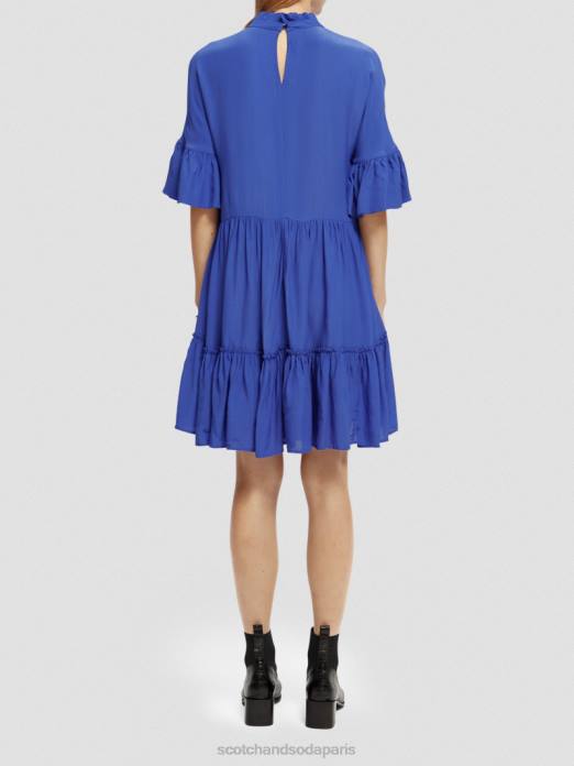 Scotch & Soda femmes robe courte à volants et volants bleu brillant vêtements 4HB421