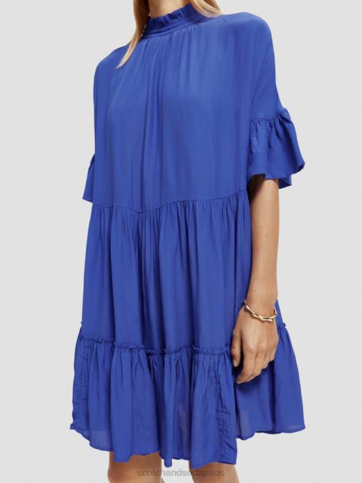 Scotch & Soda femmes robe courte à volants et volants bleu brillant vêtements 4HB421