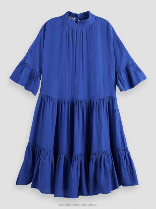 Scotch & Soda femmes robe courte à volants et volants bleu brillant vêtements 4HB421