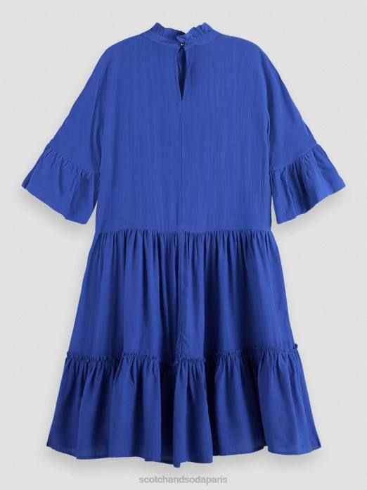 Scotch & Soda femmes robe courte à volants et volants bleu brillant vêtements 4HB421