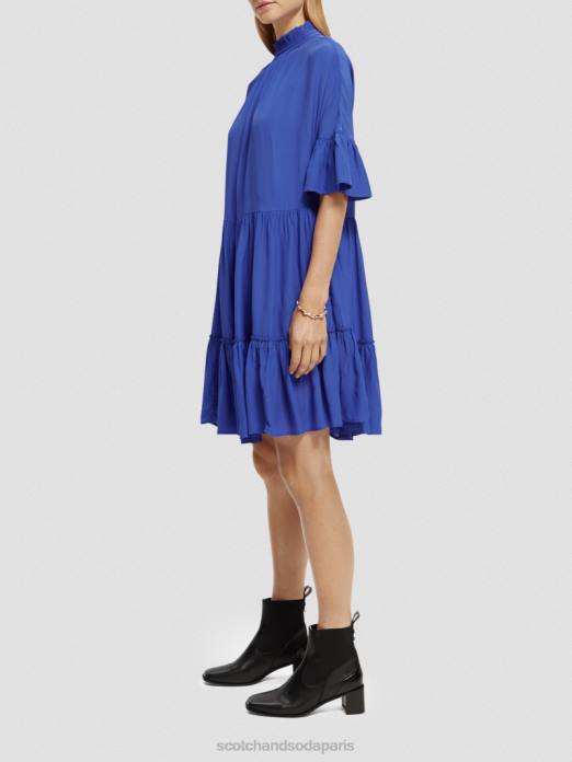 Scotch & Soda femmes robe courte à volants et volants bleu brillant vêtements 4HB421