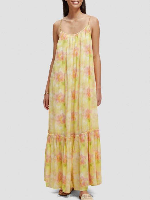 Scotch & Soda femmes robe longue à bretelles superposées teinture multi-cravate vêtements 4HB431