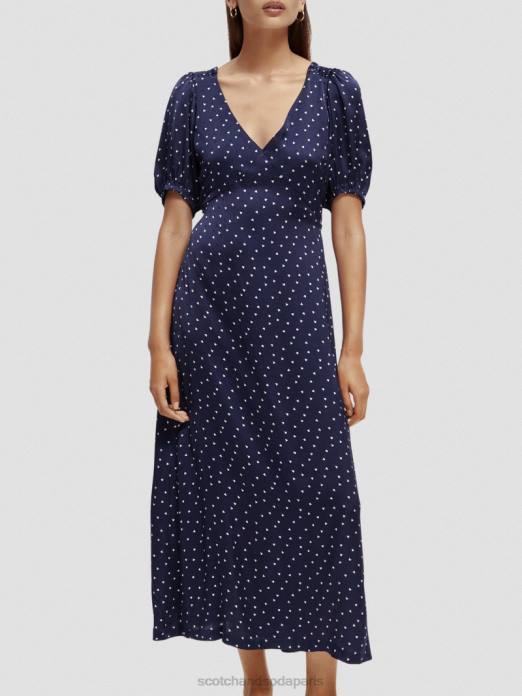 Scotch & Soda femmes robe longue à col en V et dos nu mini-tulipe vêtements 4HB43