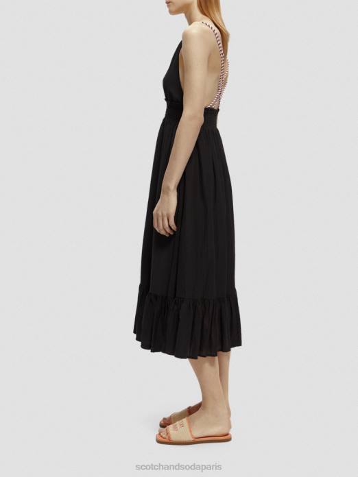 Scotch & Soda femmes robe mi-longue à smocks noir vêtements 4HB432