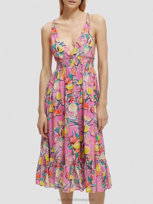 Scotch & Soda femmes robe mi-longue à smocks orchidée de courge aux agrumes vêtements 4HB433