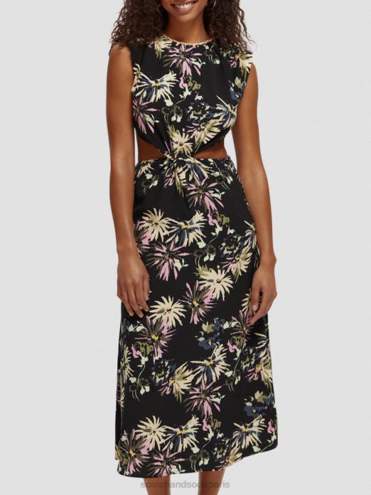 Scotch & Soda femmes robe midi découpée aster noir vêtements 4HB48