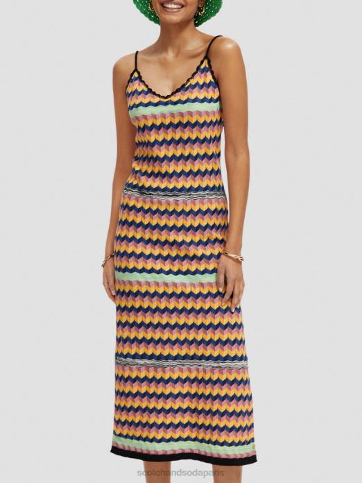 Scotch & Soda femmes robe midi à rayures en maille multi-rayures vêtements 4HB45
