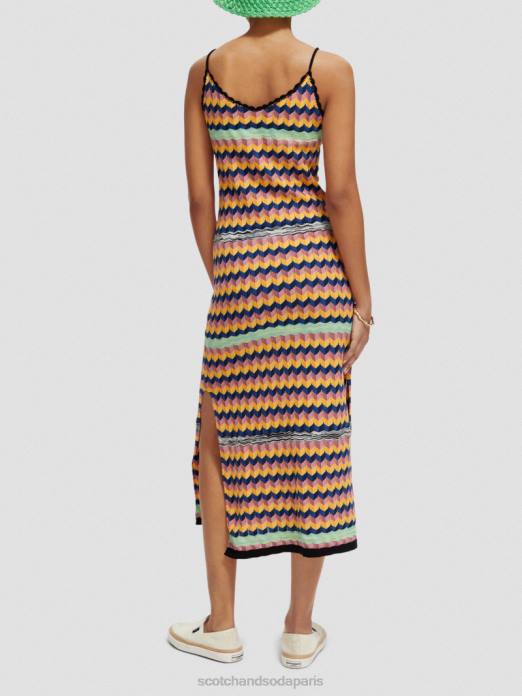 Scotch & Soda femmes robe midi à rayures en maille multi-rayures vêtements 4HB45