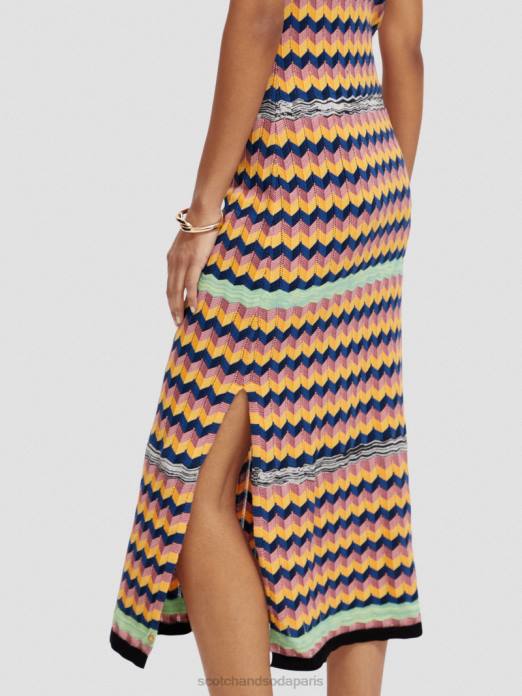 Scotch & Soda femmes robe midi à rayures en maille multi-rayures vêtements 4HB45