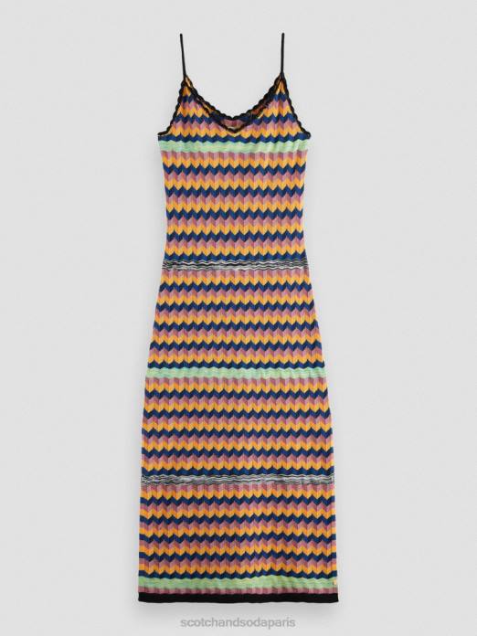 Scotch & Soda femmes robe midi à rayures en maille multi-rayures vêtements 4HB45