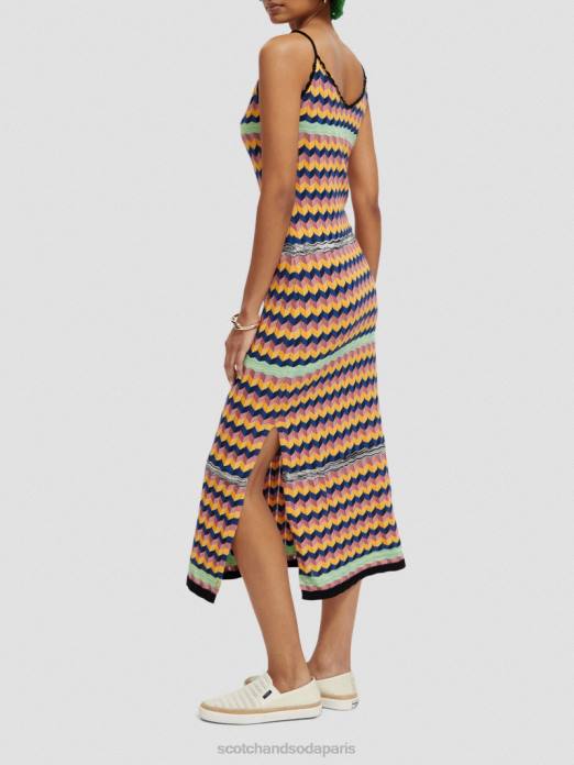 Scotch & Soda femmes robe midi à rayures en maille multi-rayures vêtements 4HB45