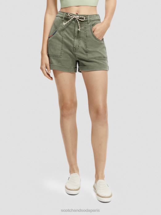 Scotch & Soda femmes short chino teint en pièce olive verte vêtements 4HB4248