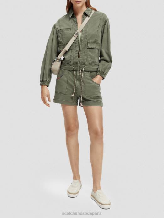 Scotch & Soda femmes short chino teint en pièce olive verte vêtements 4HB4248