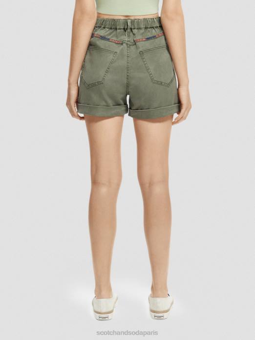 Scotch & Soda femmes short chino teint en pièce olive verte vêtements 4HB4248