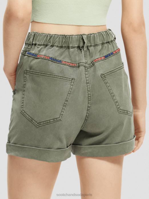 Scotch & Soda femmes short chino teint en pièce olive verte vêtements 4HB4248
