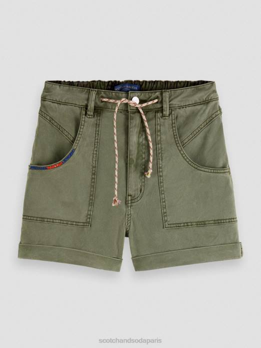 Scotch & Soda femmes short chino teint en pièce olive verte vêtements 4HB4248