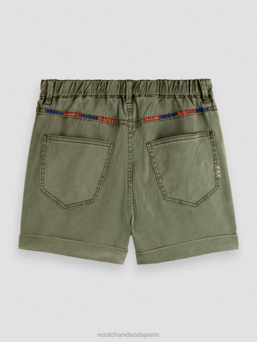 Scotch & Soda femmes short chino teint en pièce olive verte vêtements 4HB4248