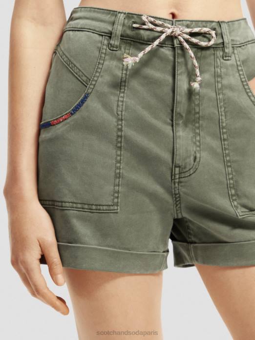 Scotch & Soda femmes short chino teint en pièce olive verte vêtements 4HB4248