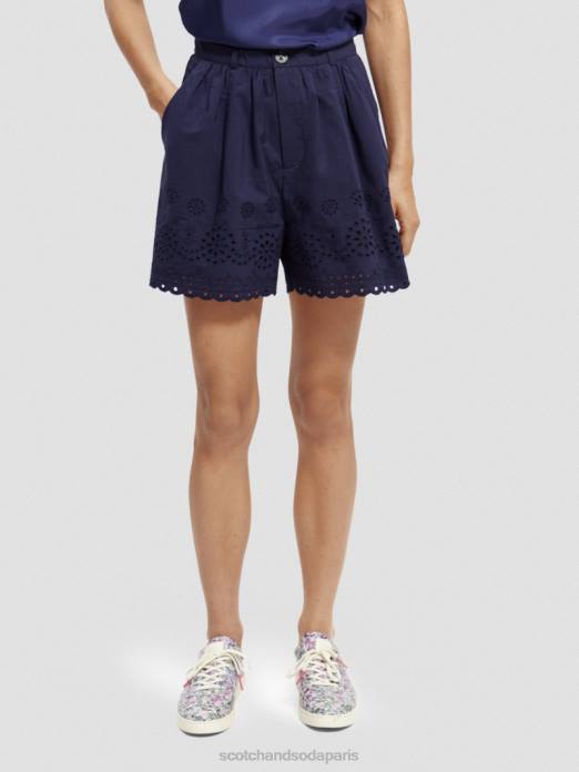 Scotch & Soda femmes short en broderie anglaise en coton biologique marine vêtements 4HB4241