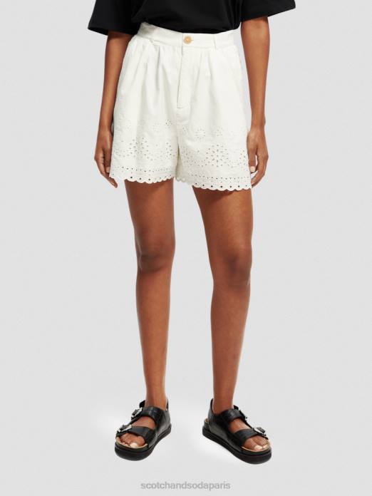 Scotch & Soda femmes short en broderie anglaise en coton biologique vanille blanche vêtements 4HB4242