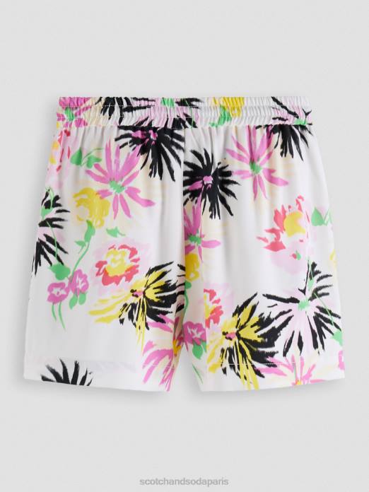 Scotch & Soda femmes short imprimé à taille élastiquée aster blanc vêtements 4HB4254