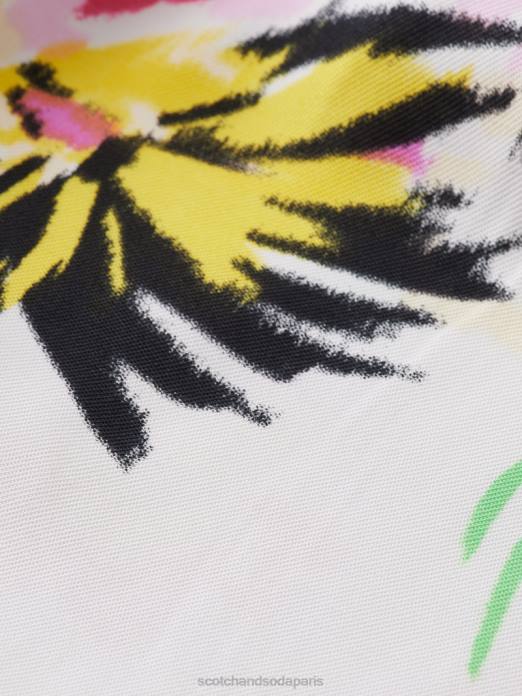 Scotch & Soda femmes short imprimé à taille élastiquée aster blanc vêtements 4HB4254