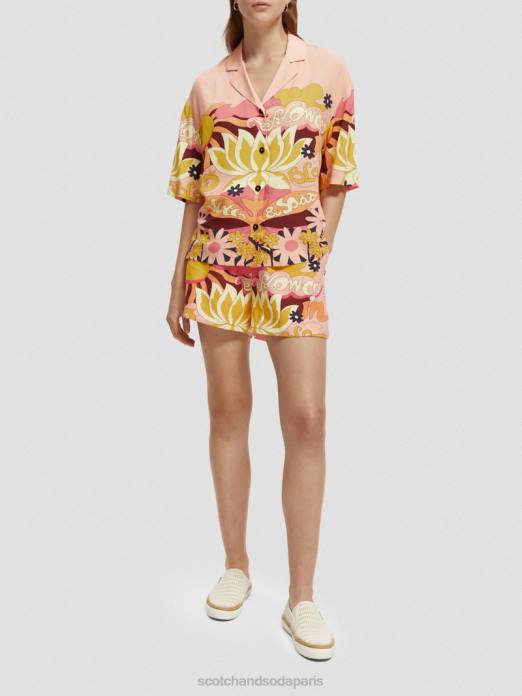 Scotch & Soda femmes short imprimé à taille élastiquée pêche rougir vêtements 4HB4255