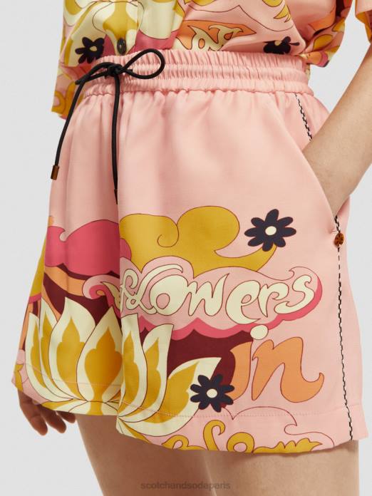 Scotch & Soda femmes short imprimé à taille élastiquée pêche rougir vêtements 4HB4255