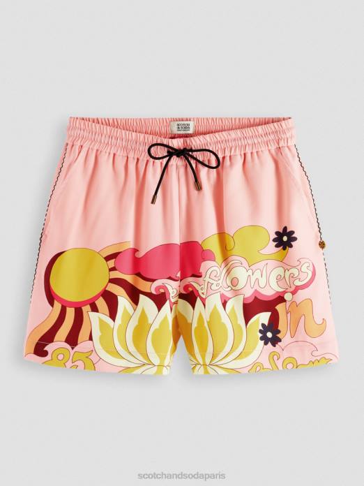 Scotch & Soda femmes short imprimé à taille élastiquée pêche rougir vêtements 4HB4255