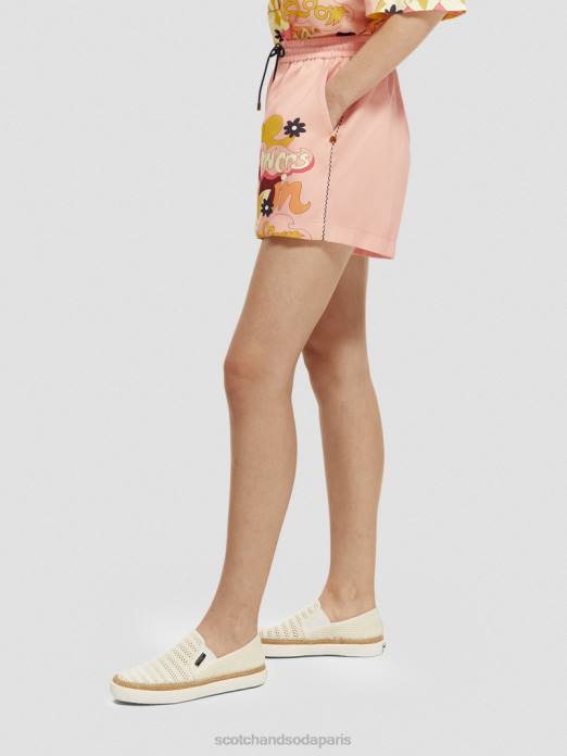 Scotch & Soda femmes short imprimé à taille élastiquée pêche rougir vêtements 4HB4255