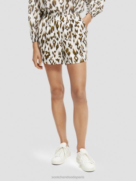 Scotch & Soda femmes short large imprimé vert armée ikat brossé vêtements 4HB4246