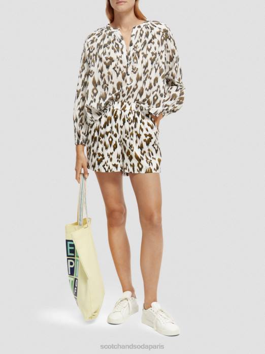 Scotch & Soda femmes short large imprimé vert armée ikat brossé vêtements 4HB4246